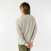 Riley Long Sleeve Stripe Tee, Ivory/Olive