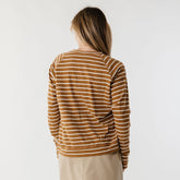 Riley Long Sleeve Stripe Tee, Brown/Ivory