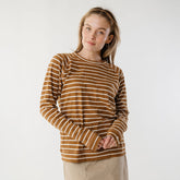 Riley Long Sleeve Stripe Tee, Brown/Ivory