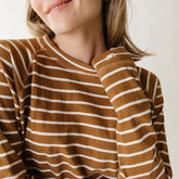 Riley Long Sleeve Stripe Tee, Brown/Ivory