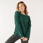 Sabrina Ribbed Pullover, Hunter Green