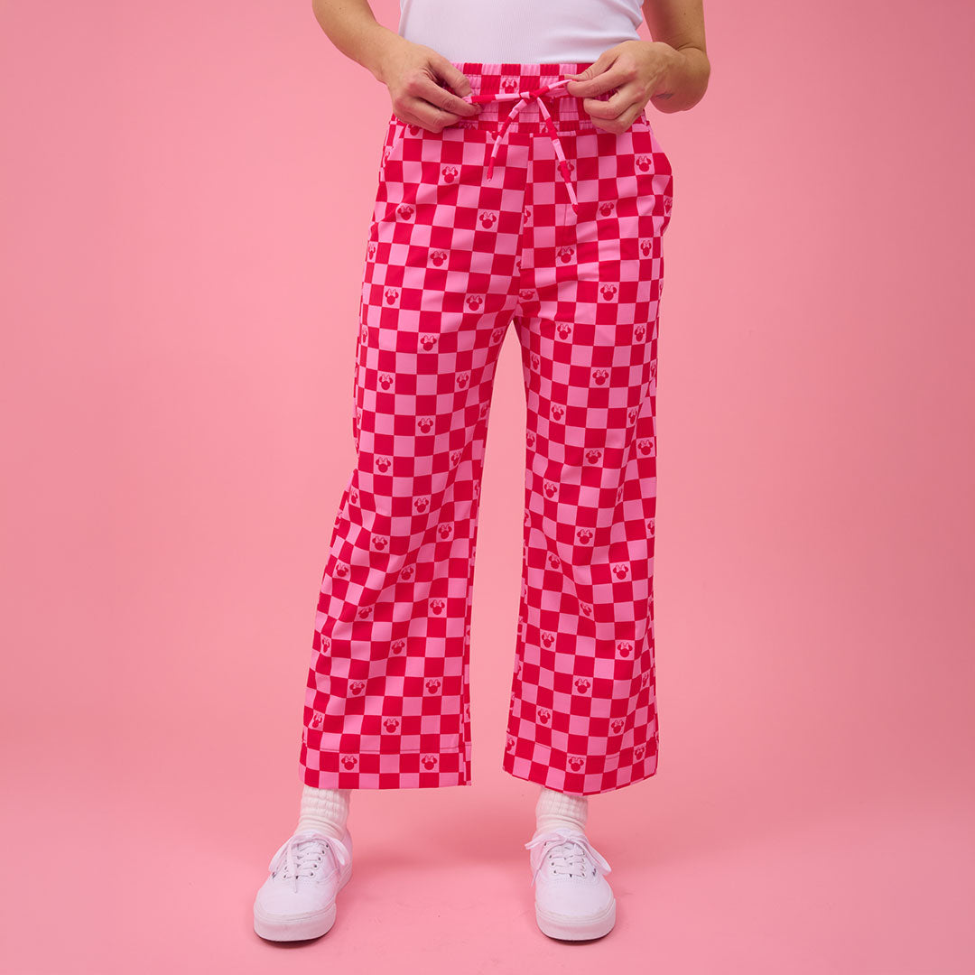 Disney Audrey Wide Leg Pants, Magenta Check - Albion Fit