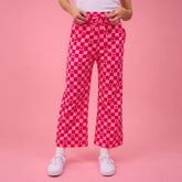 Disney Audrey Wide Leg Pants, Magenta Check