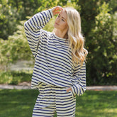 Oversized Jersey Crew, Royal Stripe