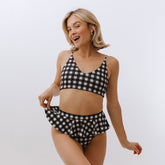 Island Time Black and White Peplum Bikini Bottoms