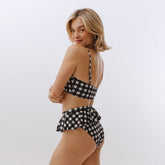 Island Time Black and White Peplum Bikini Bottoms