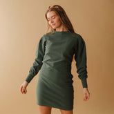 Atlas Ribbed Sweater Dress, Emerald