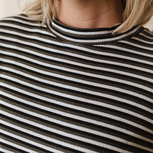 The Coco Long Sleeve, Olive Stripe