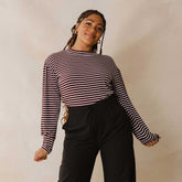 The Coco Long Sleeve, Burgundy Stripe