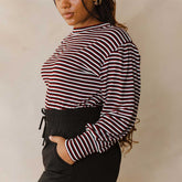 The Coco Long Sleeve, Burgundy Stripe