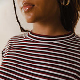 The Coco Long Sleeve, Burgundy Stripe