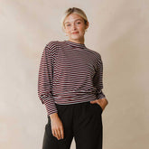 The Coco Long Sleeve, Burgundy Stripe