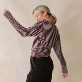 The Coco Long Sleeve, Burgundy Stripe