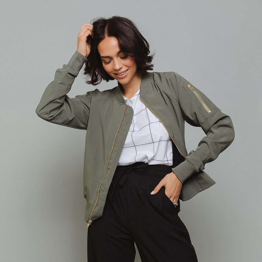 Bomber jacket outlet womens olive green