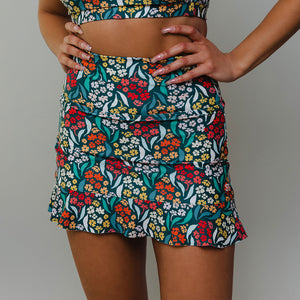 Costa Floral High-Waisted Swim Skirt