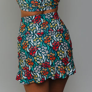 Costa Floral High-Waisted Swim Skirt