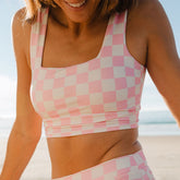 Pink Check Olivia Swim Crop