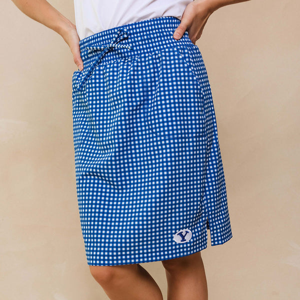 Gingham midi hotsell skirt blue