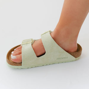 Birkenstock Arizona Soft Footbed Suede Leather-Faded Lime