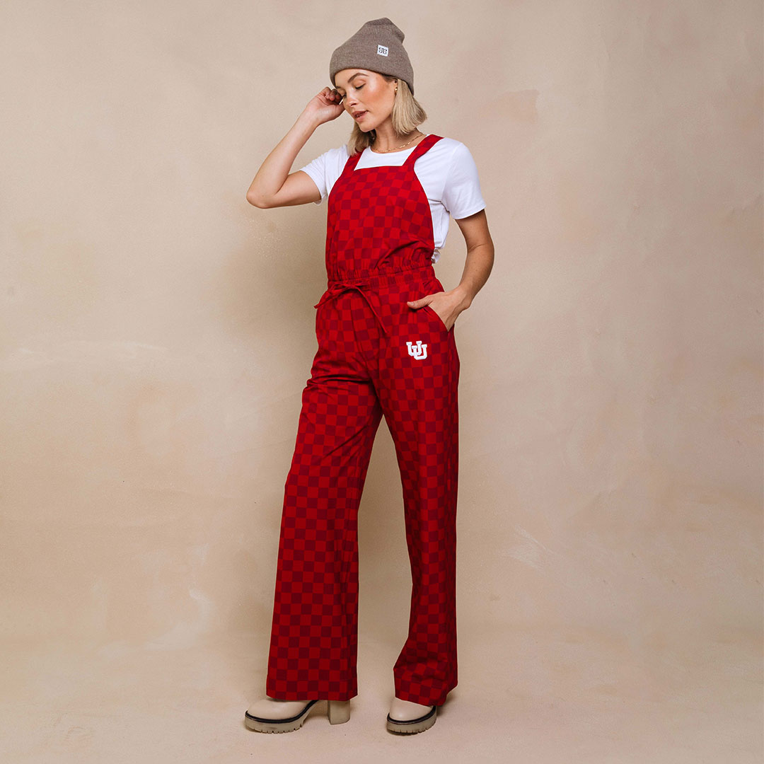Utah Audrey Trouser Overalls, Crimson Check - Albion Fit
