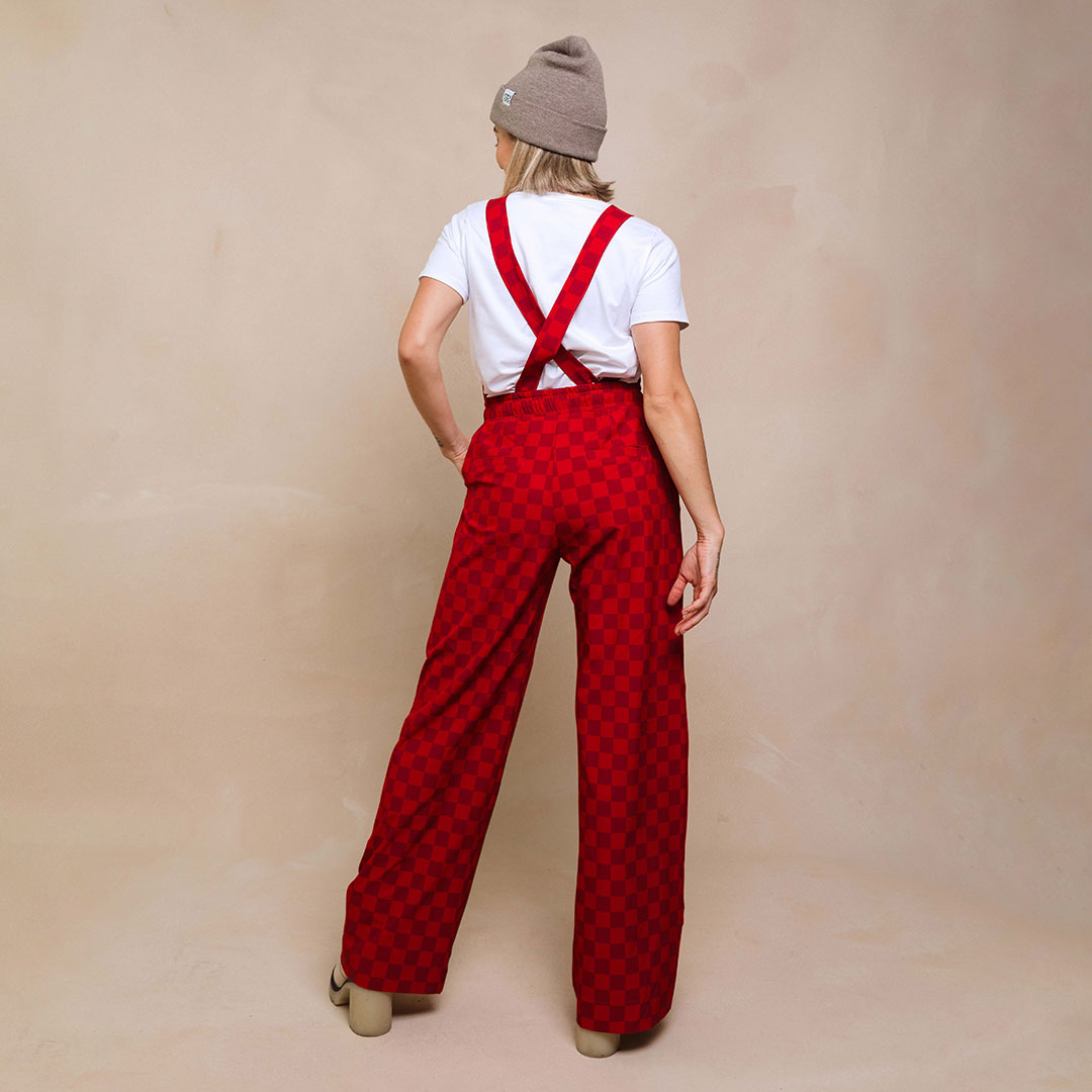 Utah Audrey Trouser Overalls, Crimson Check - Albion Fit