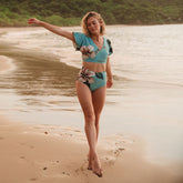 Turquoise Rica Cape Swim Crop