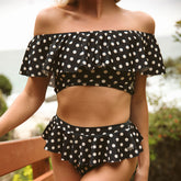 Wave Crop, Black Polka Dot