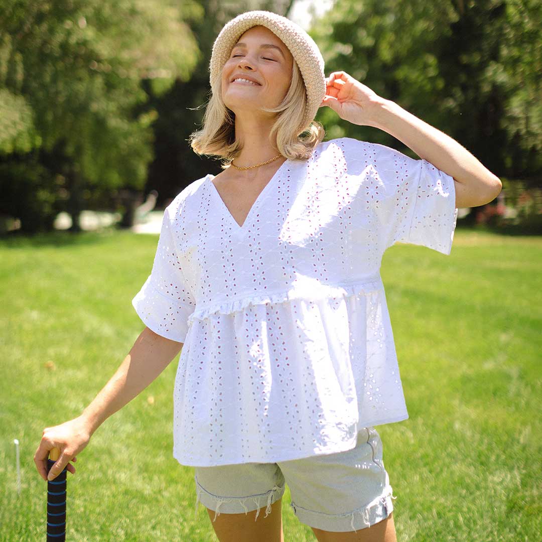 Baby Doll Blouse, White - Albion
