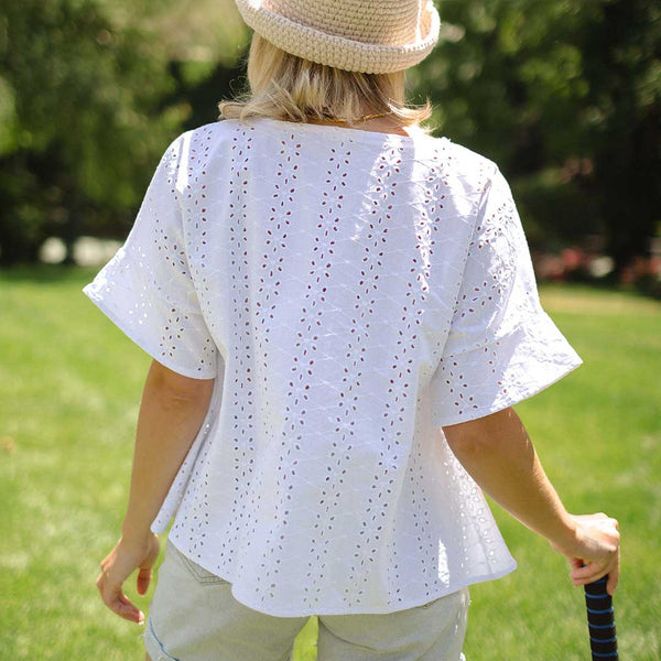 Baby Doll Blouse, White - Albion Fit