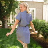 Cape Cod Zip-Up Dress, Chambray Black