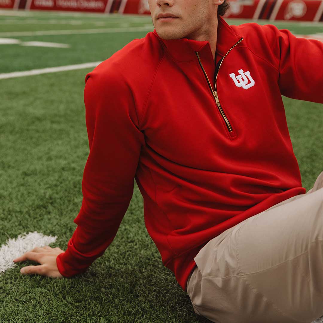 Utah Men's Oxford Zip-Up, Crimson - Albion Fit