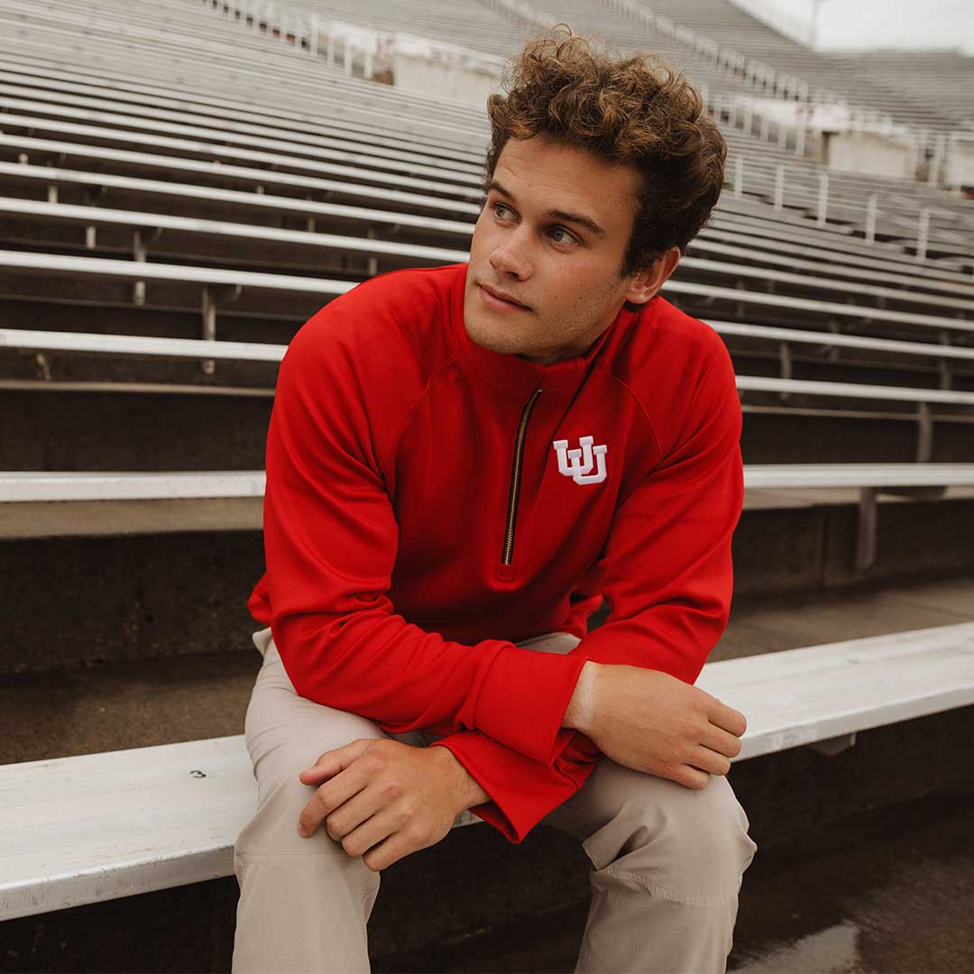 Utah Men's Oxford Zip-Up, Crimson - Albion Fit