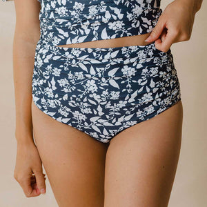 Navy Ivy Ruched High-Waisted Bottoms