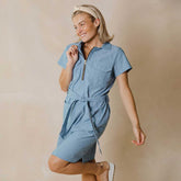 Cape Cod Zip-Up Dress, Chambray Indigo