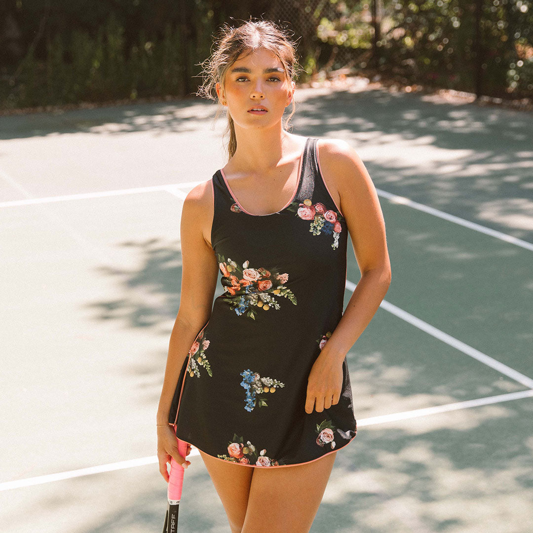 Women's Tennis Dress in Rose Black Size Large | Albion Fit Women's Tennis Dress in Rose Black Size Large | Albion Fit
