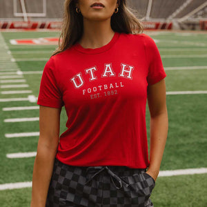 Utah Boyfriend Tee, Red Utah Football