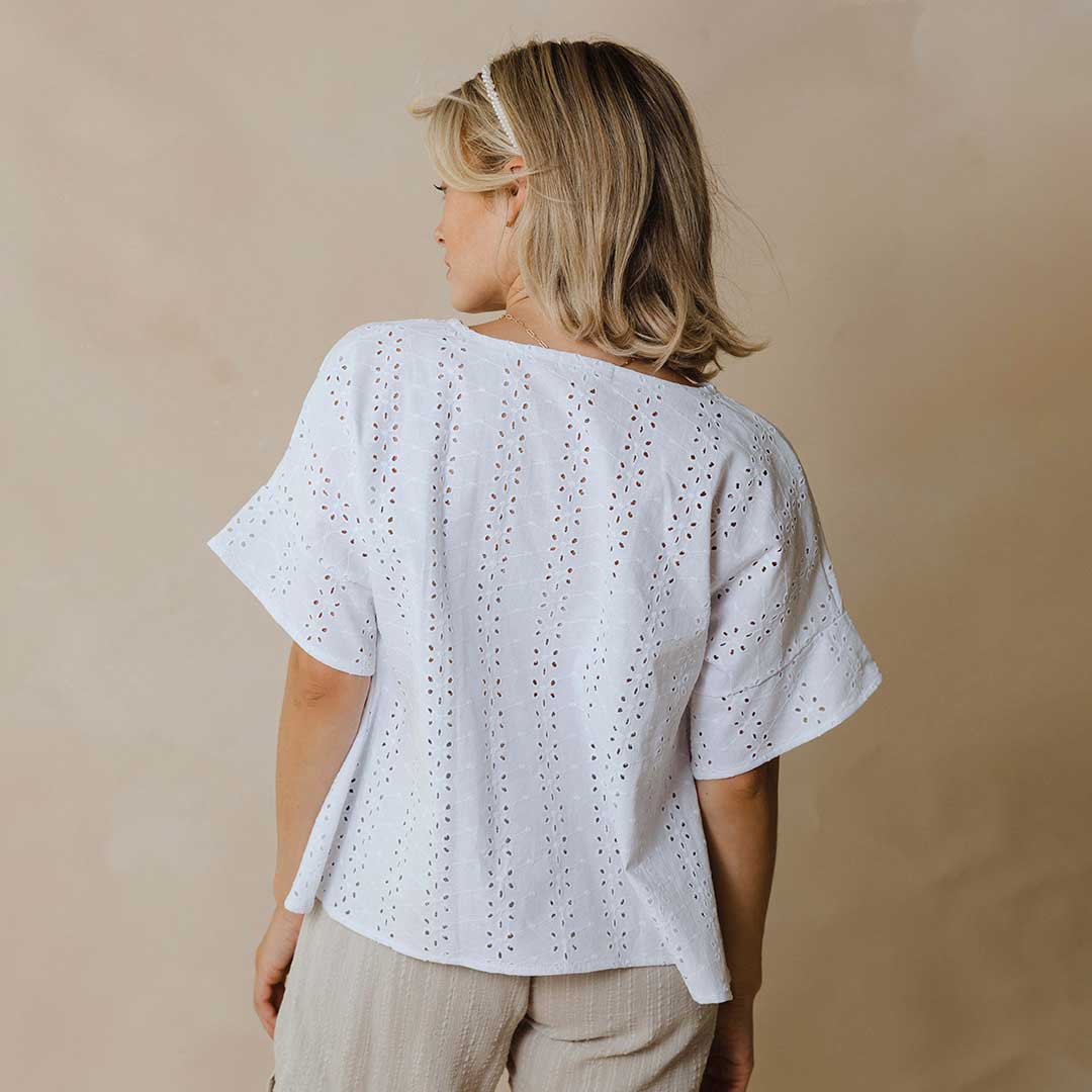 Baby Doll Blouse, White - Albion Fit