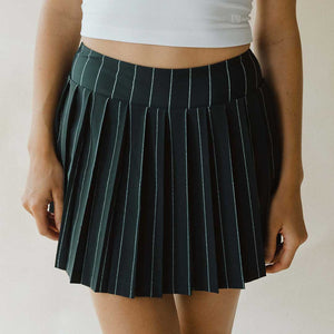 Tie Breaker Tennis Skirt, Navy Pinstripe