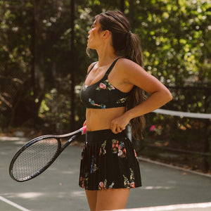 Tie Breaker Tennis Skirt, Rose Black