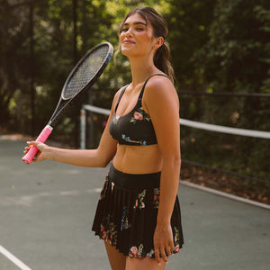 Tie Breaker Tennis Skirt, Rose Black