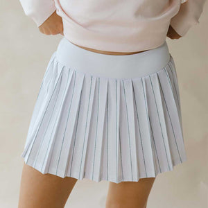 Tie Breaker Tennis Skirt, White Pinstripe