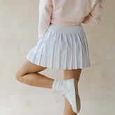 Tie Breaker Tennis Skirt, White Pinstripe