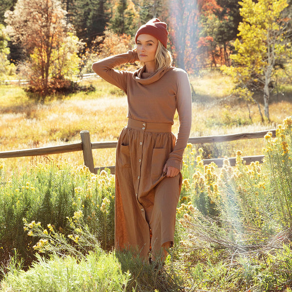 wonnyribbon mia skirt 2XLサイズ　ベージュ Maxi Button Skirt, Camel - Albion Fit