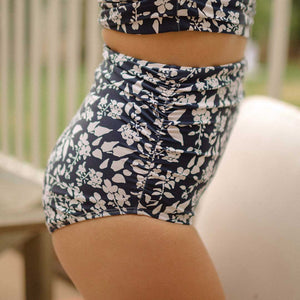 Navy Ivy Ruched High-Waisted Bottoms