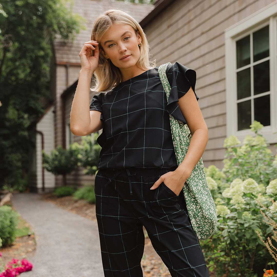 9 to 9 Jumpsuit, Black Windowpane - Albion Fit
