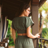 Smocked Crop Blouse, Sage