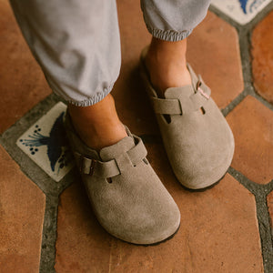 Birkenstock Boston Soft Footbed Suede Leather-Taupe