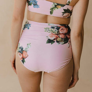 Rose Pink Ruched High-Waisted Bottoms