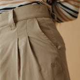 Pleated Trouser, Brown Cotton