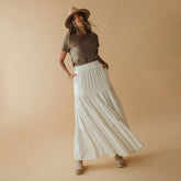 Maxi Tiered Skirt, Natural